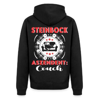 Sternzeichen Steinbock Aszendent Couch Birthday - Unisex Premium Bio Zip Hoodie - Schwarz - Hinten - Nico (187cm)