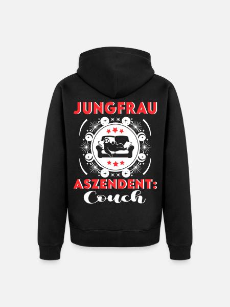 Sternzeichen Jungfrau Aszendent Couch Birthday - Unisex Premium Bio Zip Hoodie - Schwarz