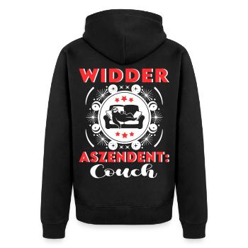 Sternzeichen Widder Aszendent Couch Happy Birthday - Unisex Premium Bio Zip Hoodie - Schwarz - Hinten - Nico (187cm)