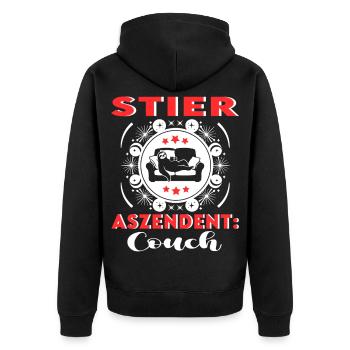 Sternzeichen Stier Aszendent Couch Happy Birthday - Unisex Premium Bio Zip Hoodie - Schwarz - Hinten - Nico (187cm)