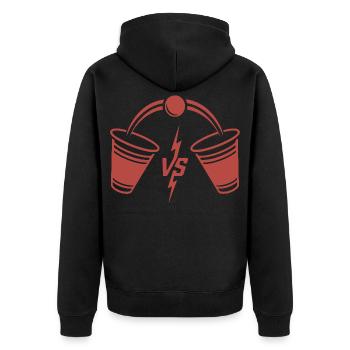Beer Pong Duell - Unisex Premium Bio Zip Hoodie - Schwarz - Hinten - Nico (187cm)