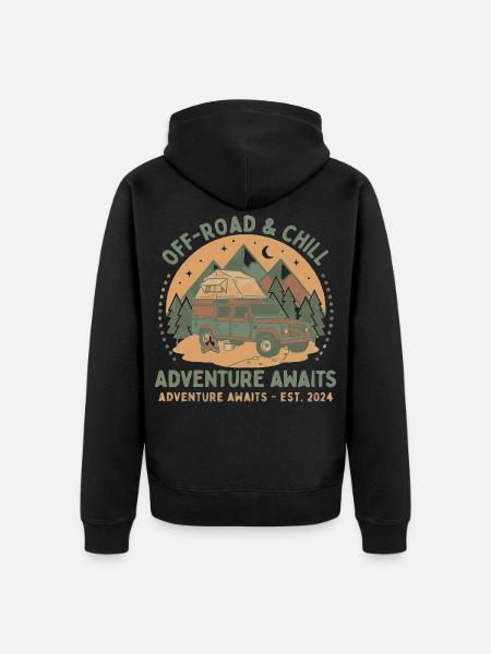 Offroad & Chill Abenteuer SUV - Unisex Premium Bio Zip Hoodie - Schwarz