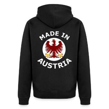 Österreich Adler Emblem - Unisex Premium Bio Zip Hoodie - Schwarz - Hinten - Nico (187cm)