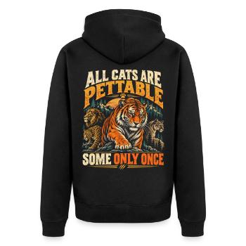 Alle Katzen sind hübsch, manche nur einmal - Unisex Premium Bio Zip Hoodie - Schwarz - Hinten - Nico (187cm)