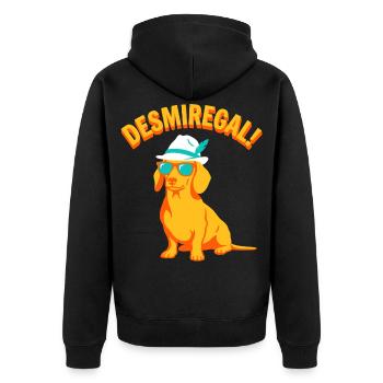 Desmiregal Spruch - Lustiger Dackel Hund Humor - Unisex Premium Bio Zip Hoodie - Schwarz - Hinten - Nico (187cm)