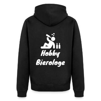 Hobby Bierolage – Bierliebhaber Humor - Unisex Premium Bio Zip Hoodie - Schwarz - Hinten - Nico (187cm)