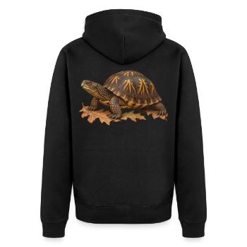 Östliche Boxschildkröte im Eichenlaubstreu - Unisex Premium Bio Zip Hoodie - Schwarz - Hinten - Nico (187cm)