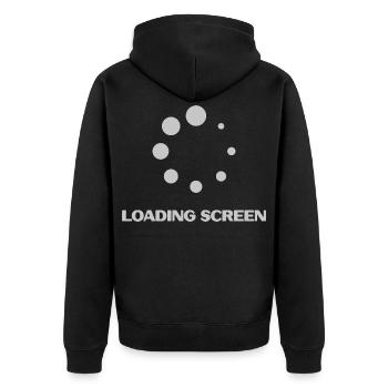 LOADING SCREEN - Unisex Premium Bio Zip Hoodie - Schwarz - Hinten - Nico (187cm)