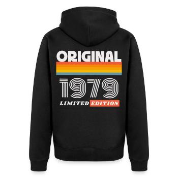 1979 Original Geburtstag Retro Vintage 70er Spruch - Unisex Premium Bio Zip Hoodie - Schwarz - Hinten - Nico (187cm)