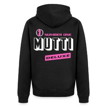 Mutti Number One Deluxe Beste Familie Beste Mutti - Unisex Premium Bio Zip Hoodie - Schwarz - Hinten - Nico (187cm)