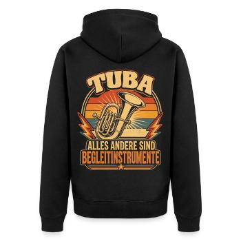 Tuba Witz Spruch Tubist Musiker - Unisex Premium Bio Zip Hoodie - Schwarz - Hinten - Nico (187cm)