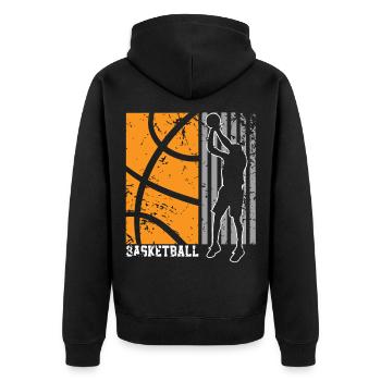 Basketball - Unisex Premium Bio Zip Hoodie - Schwarz - Hinten - Nico (187cm)
