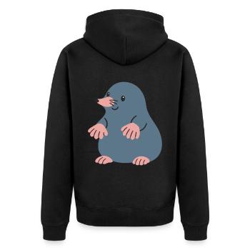 Maulwurf Illustration Geschenkidee Tierliebhaber - Unisex Premium Bio Zip Hoodie - Schwarz - Hinten - Nico (187cm)