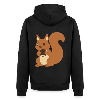 Eichhörnchen Haselnuss Zeichnung Geschenkidee - Unisex Premium Bio Zip Hoodie - Schwarz - Hinten - Nico (187cm)