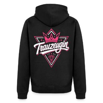 Trauzeugin Krone Hochzeit Braut - Unisex Premium Bio Zip Hoodie - Schwarz - Hinten - Nico (187cm)