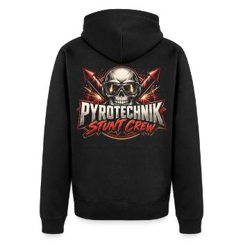 Pyrotechnik Stunt Crew - Unisex Premium Bio Zip Hoodie - Schwarz - Hinten - Nico (187cm)