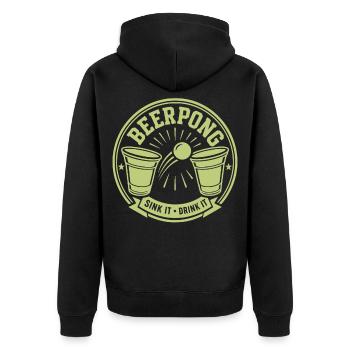 Beer Pong - Unisex Premium Bio Zip Hoodie - Schwarz - Hinten - Nico (187cm)