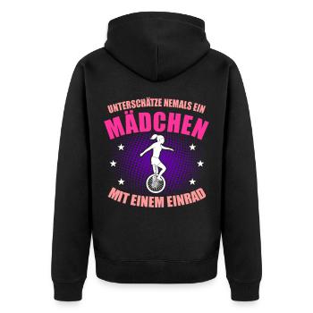 Einrad Einradfahrerin - Unisex Premium Bio Zip Hoodie - Schwarz - Hinten - Nico (187cm)