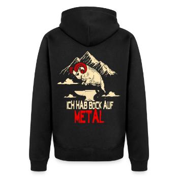 Bock Auf Metal Heavy Death Metal Musik Funny - Unisex Premium Bio Zip Hoodie - Schwarz - Hinten - Nico (187cm)