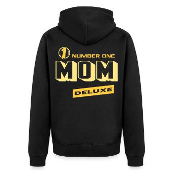 Mom Mama Number One Deluxe Bester Familie Mama - Unisex Premium Bio Zip Hoodie - Schwarz - Hinten - Nico (187cm)
