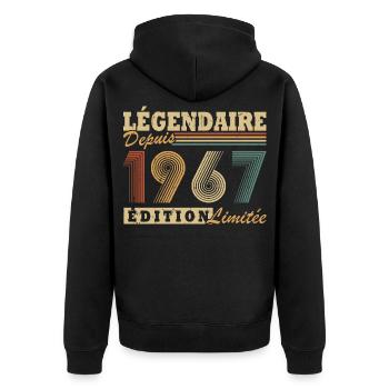 Legendär seit 1967 Limited Edition Vintage - Unisex Premium Bio Zip Hoodie - Schwarz - Hinten - Nico (187cm)