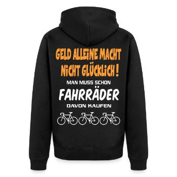 Fahrrad kaufen Fahrradfahrer Fahrradfahrerin - Unisex Premium Bio Zip Hoodie - Schwarz - Hinten - Nico (187cm)