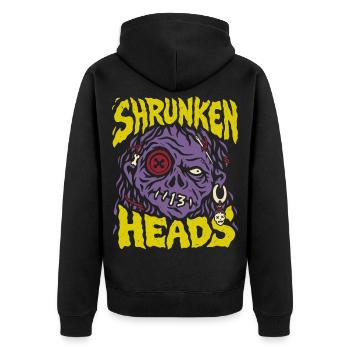 Shrunken Heads 13 – Halloween Horror Art - Unisex Premium Bio Zip Hoodie - Schwarz - Hinten - Nico (187cm)