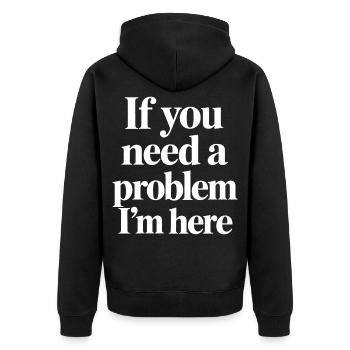 Lustiger Statement Spruch - Unisex Premium Bio Zip Hoodie - Schwarz - Hinten - Nico (187cm)