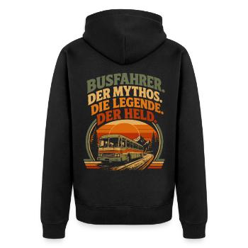 Busfahrer Mythos Legende Held - Unisex Premium Bio Zip Hoodie - Schwarz - Hinten - Nico (187cm)