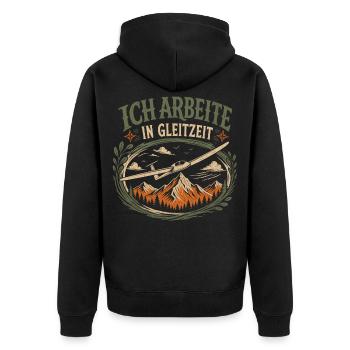 Arbeite in Gleitzeit Segelflieger - Unisex Premium Bio Zip Hoodie - Schwarz - Hinten - Nico (187cm)