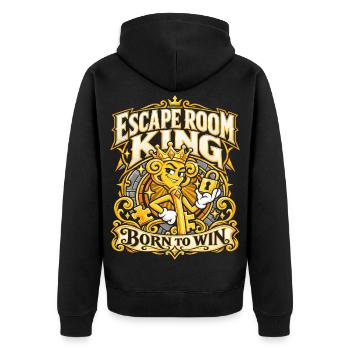 Escape Room King - Born to win - Unisex Premium Bio Zip Hoodie - Schwarz - Hinten - Nico (187cm)