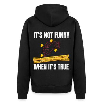 Dokumentation über wahre Verbrechen - Unisex Premium Bio Zip Hoodie - Schwarz - Hinten - Nico (187cm)
