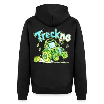 Treckno Traktor Techno Trecker Landwirt Party - Unisex Premium Bio Zip Hoodie - Schwarz - Hinten - Nico (187cm)