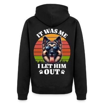 Lustige Deutscher Schäferhund Sprüche - Unisex Premium Bio Zip Hoodie - Schwarz - Hinten - Nico (187cm)