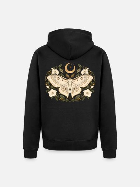 Sternenfalter mit Blüten - Unisex Premium Bio Zip Hoodie - Schwarz