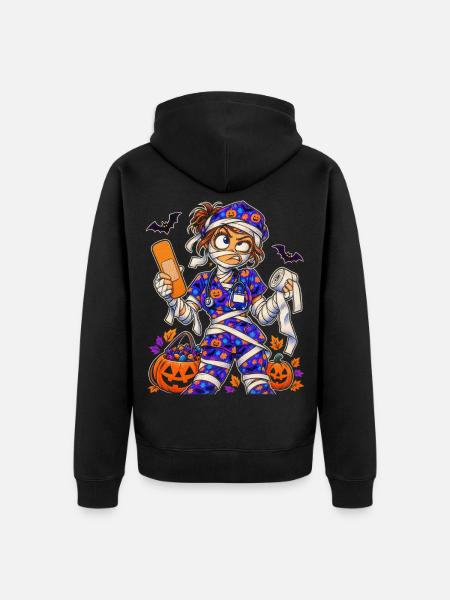 Halloween-Mumie Medizinerin - Unisex Premium Bio Zip Hoodie - Schwarz