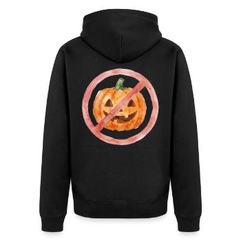 Verbotener Halloween Kürbis Aquarell - Unisex Premium Bio Zip Hoodie - Schwarz - Hinten - Nico (187cm)