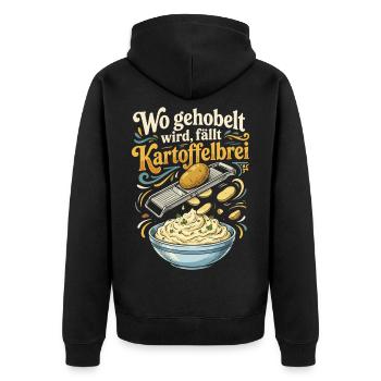 Gehobelt wird Kartoffelbrei - Unisex Premium Bio Zip Hoodie - Schwarz - Hinten - Nico (187cm)