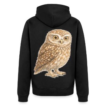 chouette chevêche - Unisex Premium Bio Zip Hoodie - Schwarz - Hinten - Nico (187cm)