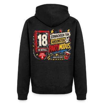 18 Geburtstag Volljährig Party Geschenk Humor - Unisex Premium Bio Zip Hoodie - Schwarz - Hinten - Nico (187cm)