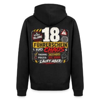 18 Geburtstag Führerschein Volljährig Geschenk - Unisex Premium Bio Zip Hoodie - Schwarz - Hinten - Nico (187cm)