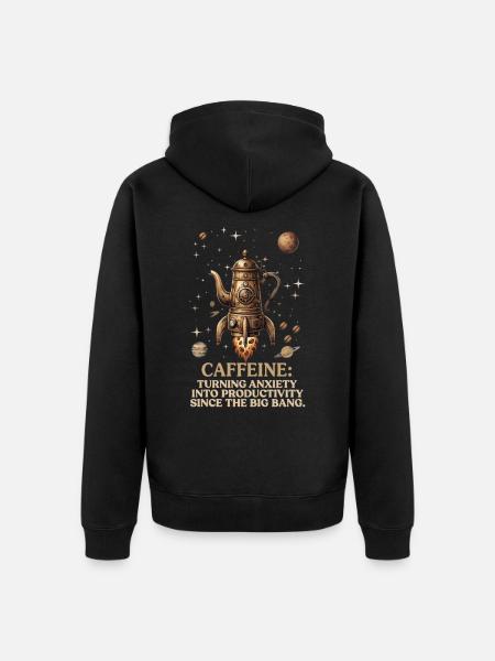 Lustiges Kaffee Shirt, Caffeine Steampunk - Unisex Premium Bio Zip Hoodie - Schwarz