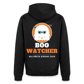 Vogelbeobachter Lustiger Halloween-Vogelbeobachter-Geist - Unisex Premium Bio Zip Hoodie - Schwarz - Hinten - Nico (187cm)