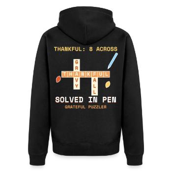 Thankful 8 über das lustige Thanksgiving-Kreuzworträtsel - Unisex Premium Bio Zip Hoodie - Schwarz - Hinten - Nico (187cm)
