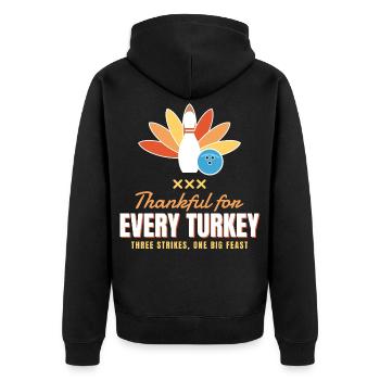 Dankbar für jeden Truthahn Lustiges Thanksgiving - Unisex Premium Bio Zip Hoodie - Schwarz - Hinten - Nico (187cm)