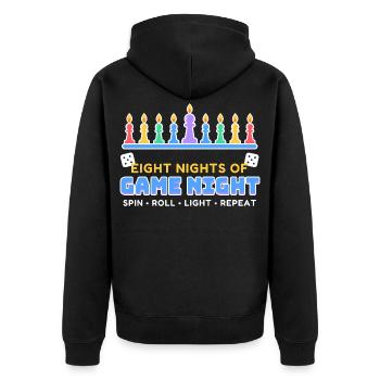 Acht Nächte Spielabend Hanukkah Brettspiel - Unisex Premium Bio Zip Hoodie - Schwarz - Hinten - Nico (187cm)