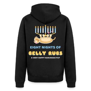 Acht Nächte mit Bauchmassagen Lustiger Chanukkah-Hund - Unisex Premium Bio Zip Hoodie - Schwarz - Hinten - Nico (187cm)