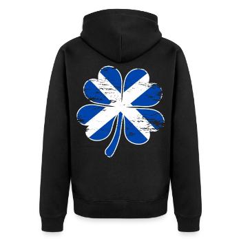 Schottland Flagge Kleeblatt used - Unisex Premium Bio Zip Hoodie - Schwarz - Hinten - Nico (187cm)