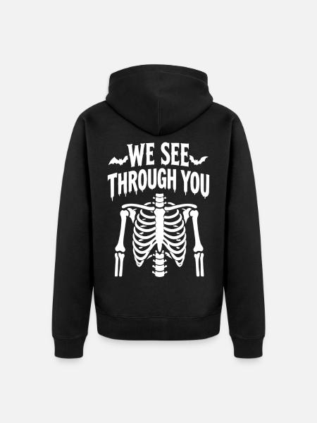 Wir durchschauen dein Skelett - Unisex Premium Bio Zip Hoodie - Schwarz