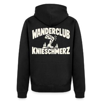 Wanderclub Knieschmerz Wandern Humor - Unisex Premium Bio Zip Hoodie - Schwarz - Hinten - Nico (187cm)